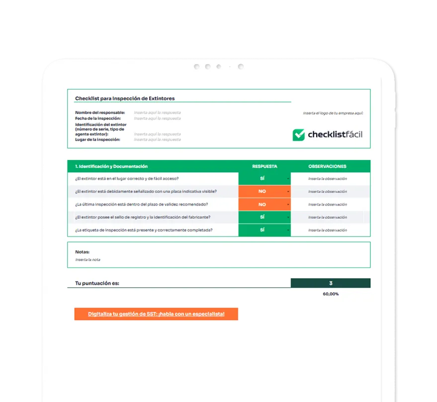 Mockup Latam - Checklist para Inspeção de Extintores de Incêndio